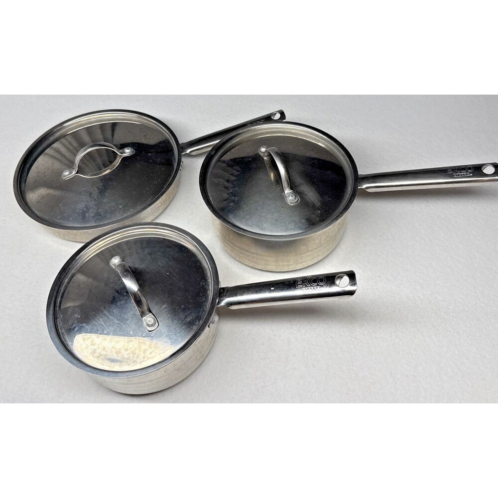 EKCO Eterna 18/10 Stainless Steel 6 Pc Cookware Set Saucepans Saute Pan Lids
